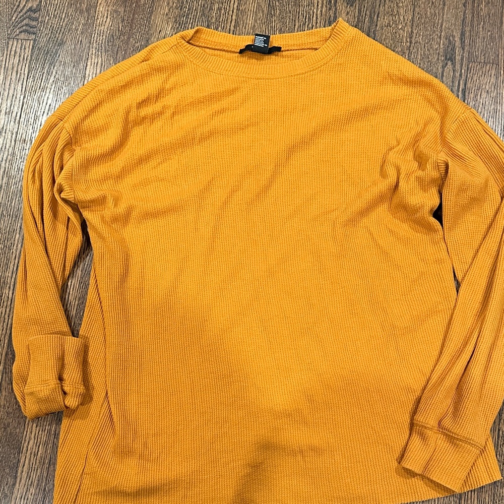 Forever 21 Mustard Ribbed Knit Top